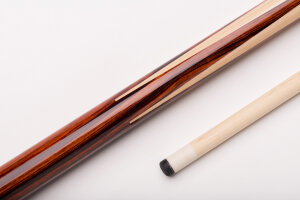 MIT MY4-001 "Sneaky Pete" pool billiard cue, two-piece, with inlays, quality leather tip, solid wooden shaft and irish linen grip incl. joint protectors