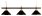 Billardlampe, schwarz mit drei schwarzen Schirmen, 148 cm
