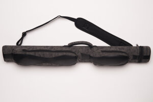 CUEL Billard-Köcher Suede Black 2/2 für Pool-Billard-Queues, aus Kunst-Wildleder, mit Schultergurt, Tragegriff und zwei Seitentaschen für Billardzubehör