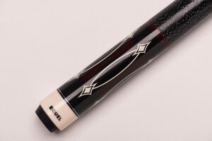 CUEL BE0-041 Billiard cue for pool billiards, two-piece, with quality leather tip, solid wooden shaft, irish linen grip, 5/16x18 joint