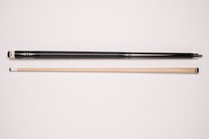 CUEL BE0-047 Billiard cue for pool billiards, two-piece, with quality leather tip, solid wooden shaft, irish linen grip, 5/16x18 joint