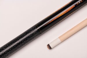 CUEL BE0-053 Billiard cue for pool billiards, two-piece, with quality leather tip, solid wooden shaft, irish linen grip, 5/16x18 joint