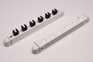 Wall bracket for six cues, wood, white