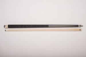 Demon DE0-001 pool billiard cue, two-piece, with quality leather tip, solid wooden shaft, irish linen grip and 5/16x14 joint