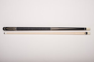 Demon DF1-001 pool billiard cue, two-piece, with quality leather tip, solid wooden shaft and irish linen grip incl. joint protectors