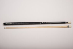 MIT MF1-016 pool billiard cue, two-piece, with quality leather tip, solid wooden shaft and irish linen grip incl. joint protectors