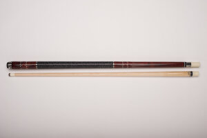 MIT MF1-017 pool billiard cue, two-piece, with quality leather tip, solid wooden shaft and irish linen grip incl. joint protectors