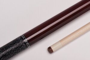 MIT MW2-002 pool billiard cue, two-piece, with quality leather tip, solid wooden shaft and irish linen grip incl. joint protectors