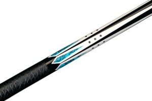 Lucasi Hybrid LHC98 pool billiard cue with Zero Flexpoint Low Deflection hybrid upper part and Uni-Loc joint